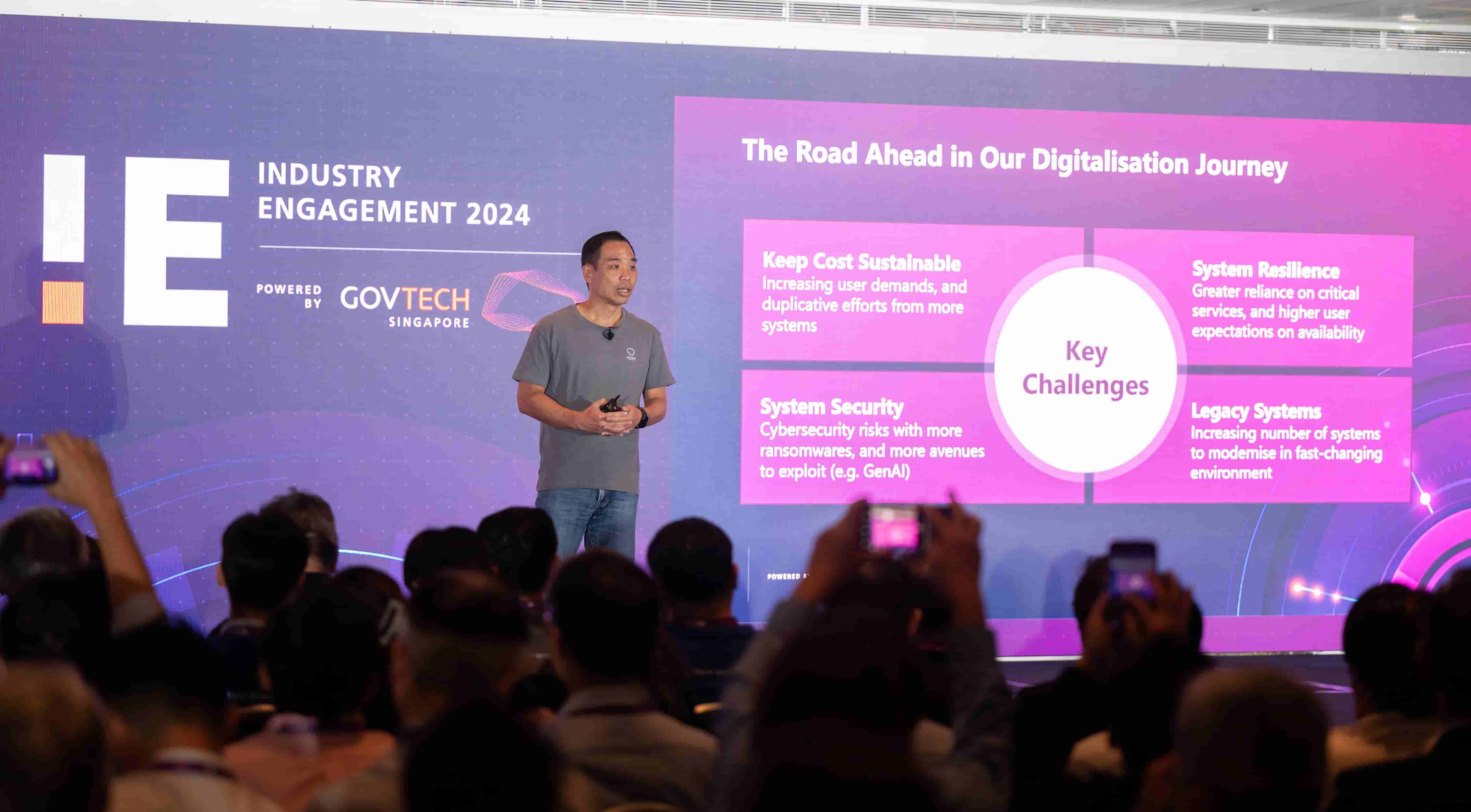 GovTech CEO Goh Wei Boon giving his opening address at Industry Engagement 2024
